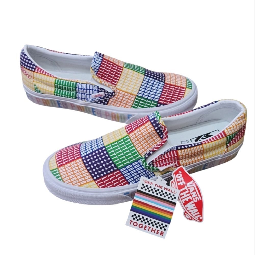NWT Vans Classic Slip-On Gay Pride LGBTQ LGBT Rainbow Color Men's Shoes Slip On